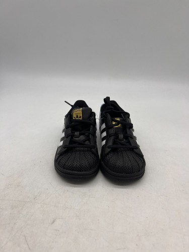 Adidas Superstar Infant Size 9 K Black w/White Sneakers BB9078 Shell Toe Lace Up - Picture 4 of 7