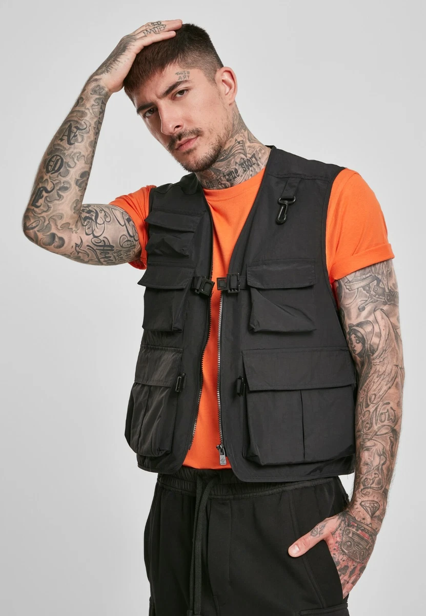 Urban Classics Vest Jacket Man Military Tactical Black Over Sizes