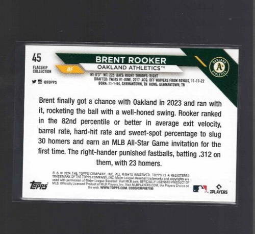 Brent Rooker 2024 Topps Flagship Collection #45 Oakland Athletics - Picture 2 of 3