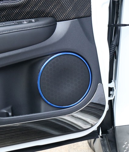 Cover Trim 4pc Steel For Honda HR-V 2016-2022 Gloss Blue Inner Door Speaker Ring - Picture 5 of 8