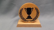 large round wood cup trophy award economy personalized C22