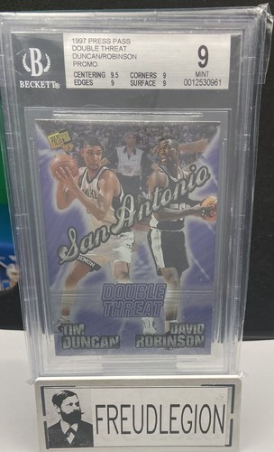 TIM DUNCAN DAVID ROBINSON 97 PRESS PASS DOUBLE THREAT PROMO SPURS LOW POP BGS 9