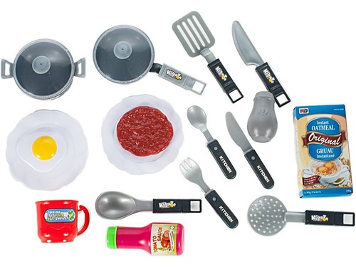 MalPlay Kinderküche BLAU Spielküche mit 2 Herdplatten mit Kochgeschirr Licht  - Bild 5 von 12