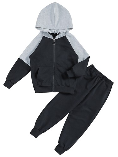 Kids Boys Hooded Round Neck Sport Suit Tops Trousers Tracksuit Costume Outfits - Picture 14 of 18