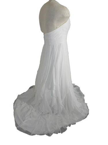A Lina Halter Wedding Dress David’s Bridal Ivory Satin Wedding Dress Size 14 - Picture 4 of 12