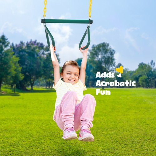 Hapfan 600lbs Heavy Duty 9.5ft Metal Frame Kids Swing Set Backyard with 3 Swings - Picture 9 of 9