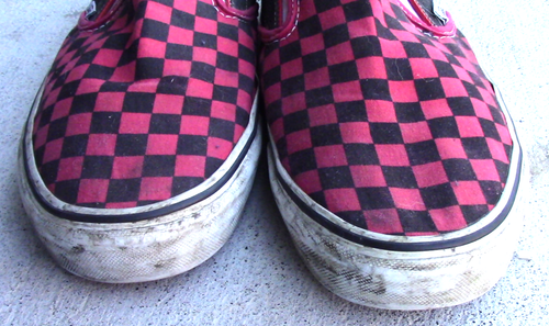 Vans klassische Slipper rot und schwarz Schachbrettmuster Turnschuhe Größe 12 - Bild 4 von 5
