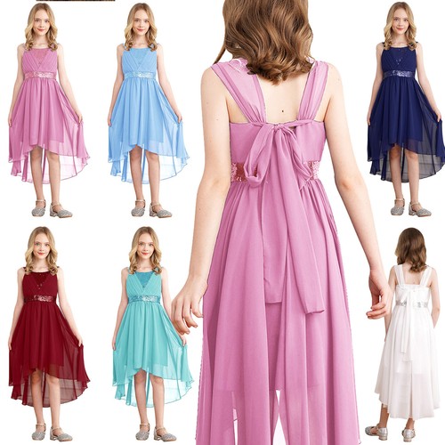 Kids Girls Princess Sequin Dress Communion Gown Graduation Event Shiny Evening - Picture 8 of 78
