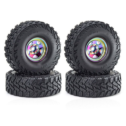 4Pcs 1.9" Beadlock Wheel Rim Tire for 1/10 TRX4 90046 SCX10 RC Crawler Car - Picture 11 of 24