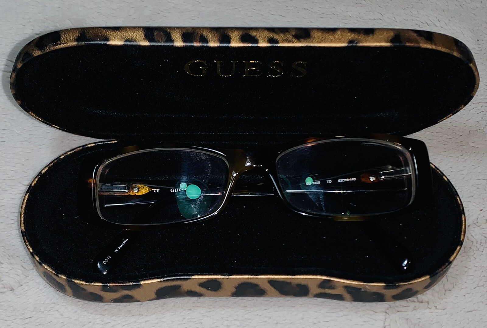 GUESS GU 2409 Women's Eyeglasses Frames 53-16-140 Brown Spotted with Case