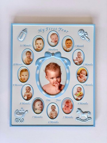 Baby's First Year Picture Photo Frame Keepsake Newborn Baby Shower Boy Girl - Bild 2 von 8