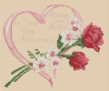 Ruby Wedding Sampler Red Roses and Orchids Counted Cross Stitch Chart No.6-13