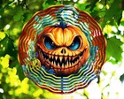 8 Inch Halloween Scary Pumpkin Hanging Wind Spinner Garden Yard 8rws-133