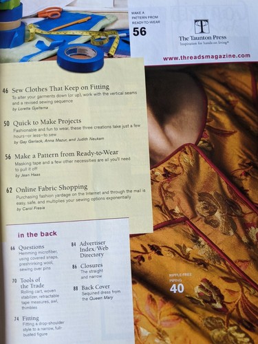 Threads Magazine Sewing Flowing Skirts Piping Patterns Pins - Imagen 3 de 7