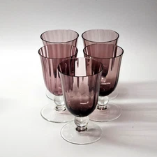 Artland LUSTER BELL OPTIC Amethyst Crystal Wine Beverage Glass Goblet - Set Of 5