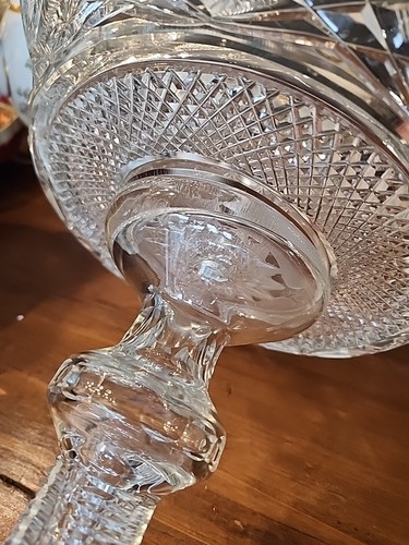 Antique Russian Imperial Brilliant Cut Glass Bowl Signed Lucien Pinwheel - Picture 7 of 18