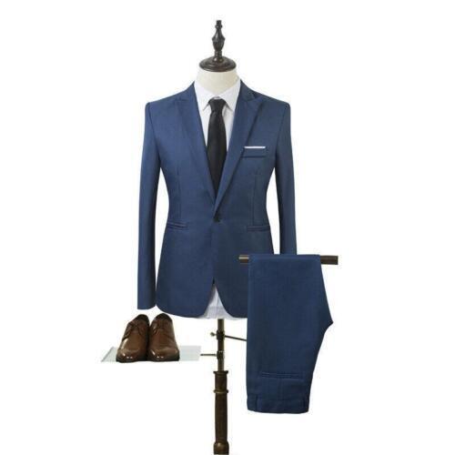 Men Formal Blazer Coat + Pants Set Slim Dress Business Suit Tuxedo Party Wedding - Picture 11 of 18
