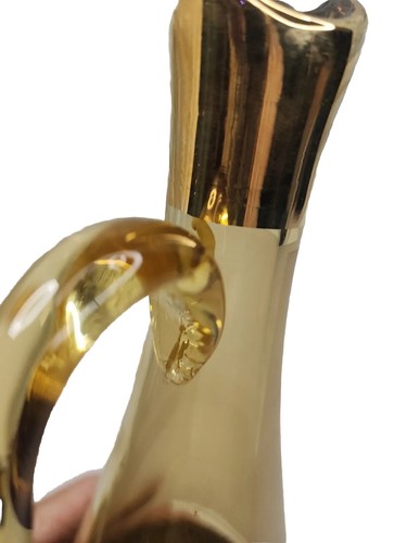 Vintage Amber Bohemian Crystal Decanter Stopper Frosted Amber Golden Trim 14.5" - Picture 19 of 24