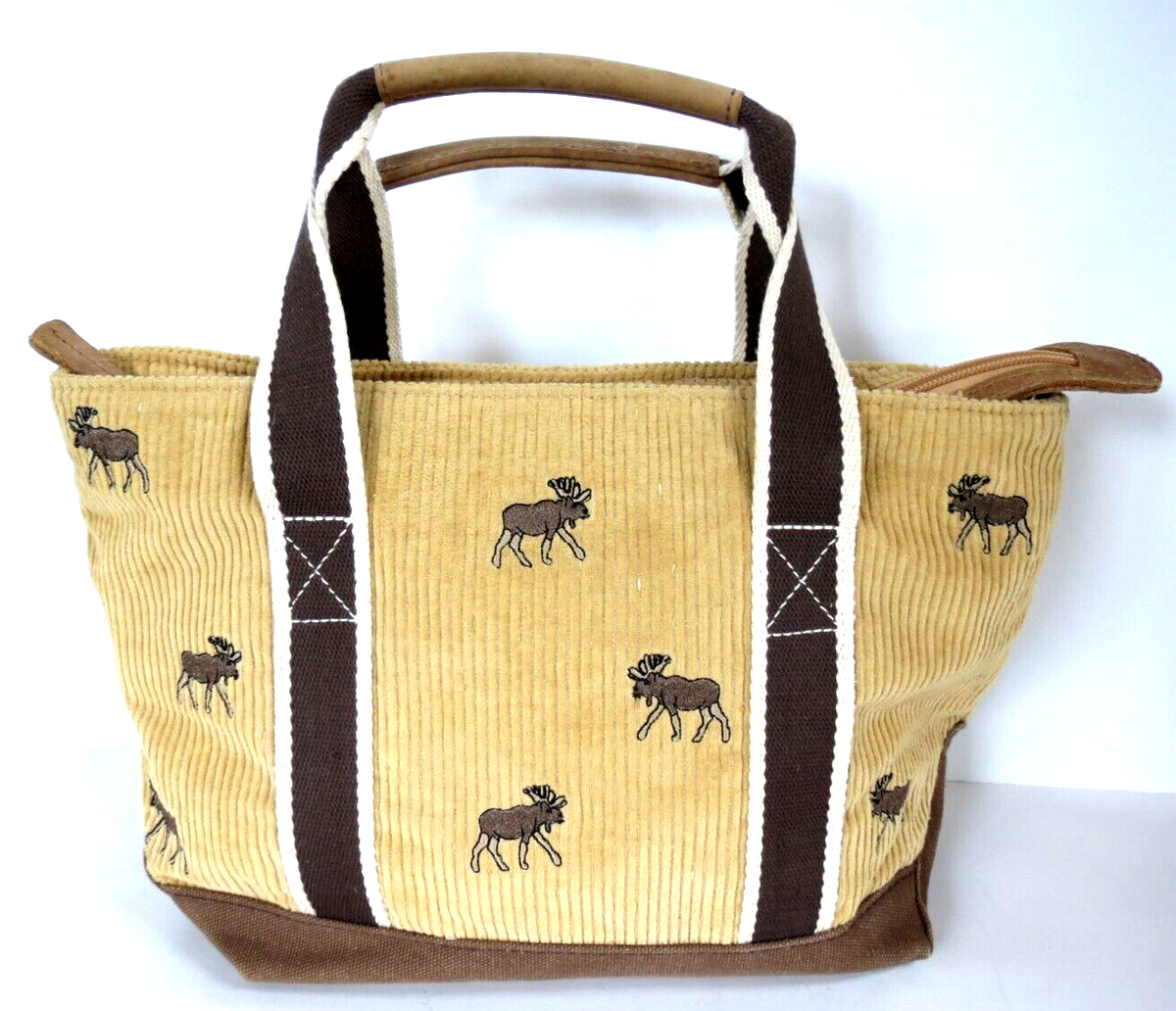 Vintage LL Bean Boat & Tote Bag - Rare Corduroy Moose