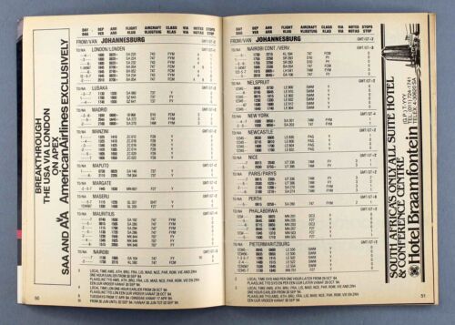 SOUTH AFRICAN AIRWAYS AIRLINE TIMETABLE SUMMER 1984 SAA SAL - Picture 3 of 3