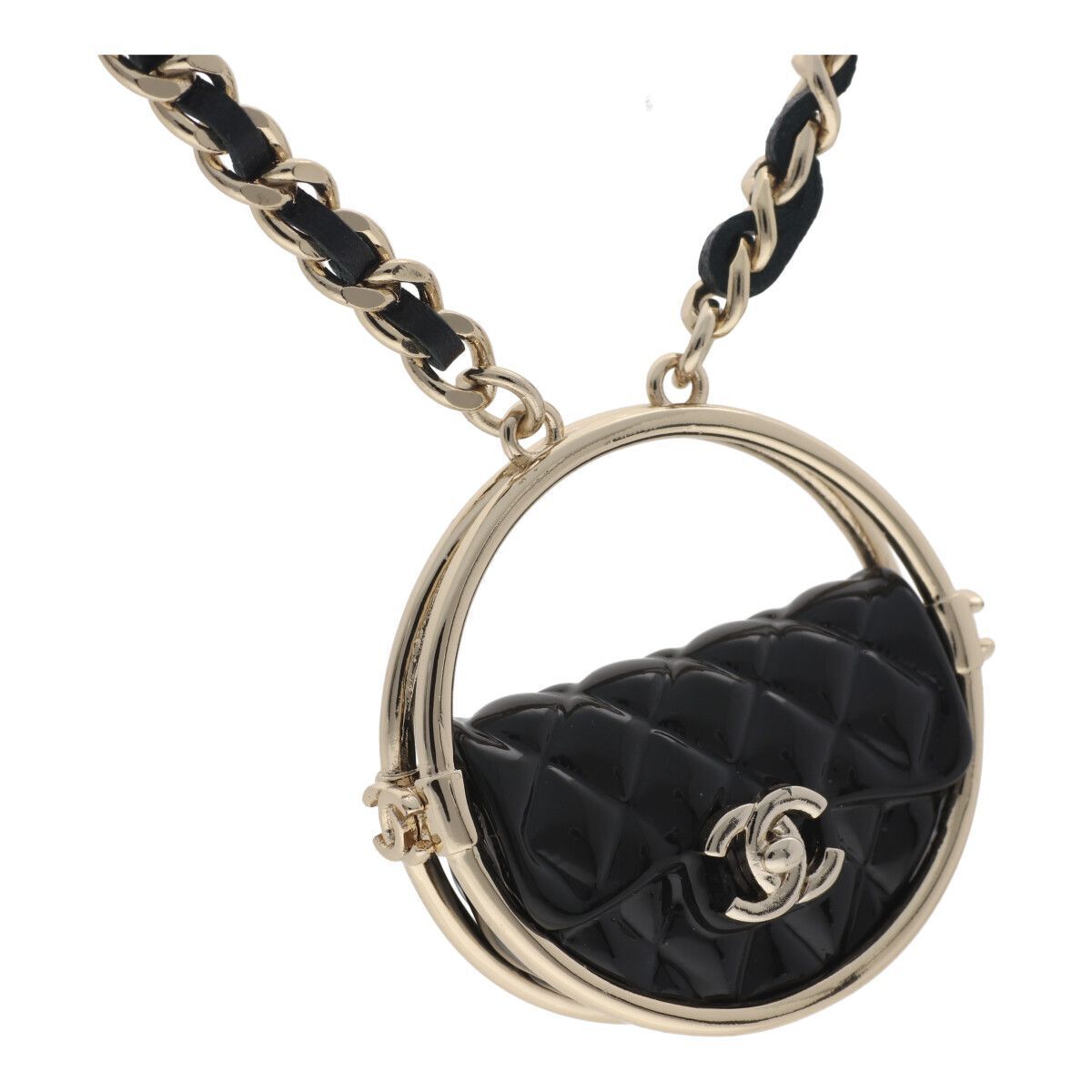 Chanel Brooch B23C Coco Mark Matelasse Bag Leather Necklace Chanel Brooch B23C Coco Mark Matelasse Bag Leather Necklace