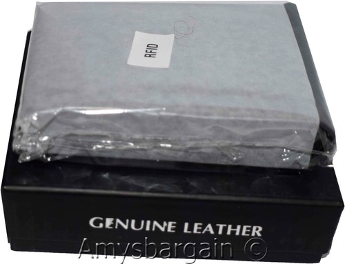 Men's RFID Wallet Genuine Leather Trifold Wallet 2 billfold Brnd New in Box RFID - Bild 3 von 12