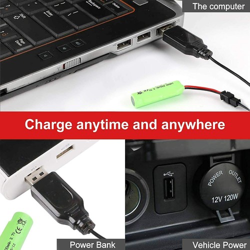 2Pcs 3.7V 500mAh Li-ion Battery 14500 with USB Charger for DE40 DE50 E35 DE38 - Picture 5 of 6
