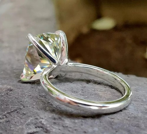3 Ct Round-Cut Certified Moissanite Solitaire Engagement Ring 14k Yellow Gold FN - Picture 3 of 4