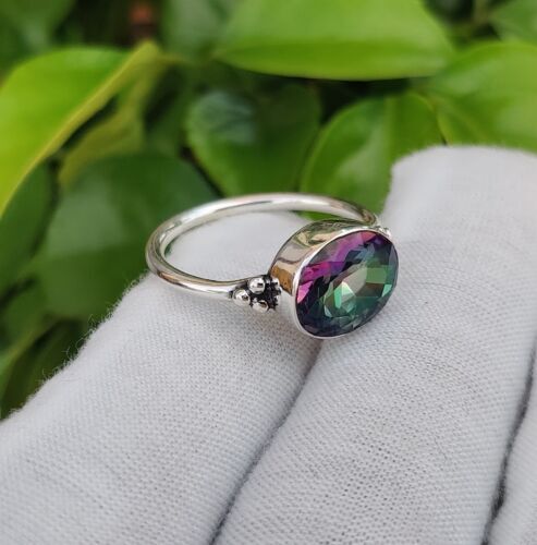 Dazzling Mystic Topaz Gemstone 925 Sterling Silver Handmade Ring All Size S-42 - Picture 4 of 6