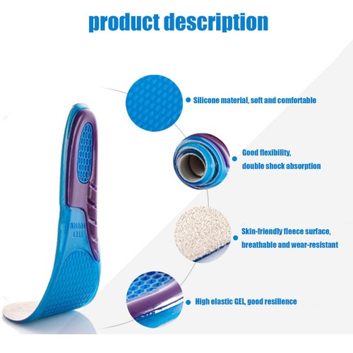 Man Women Silicone Gel Insoles Shock Insoles orthopedic Massaging Shoe Inserts - Picture 3 of 14