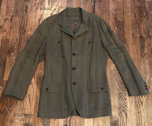 John Varvatos Men's 100% Linen Blazer Sz 48EU, S/M US Jacket Coat Brown, Pockets - Picture 2 of 14
