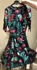 New Oscar De La Renta Floral Jacquard Fit & Flare Belted Dress USA 6