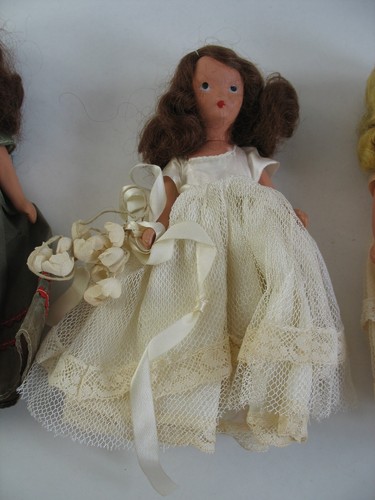 S/4 Nancy Ann Storybook bisque dolls Bride Bridesmaid Taffeta Floral - Picture 4 of 11