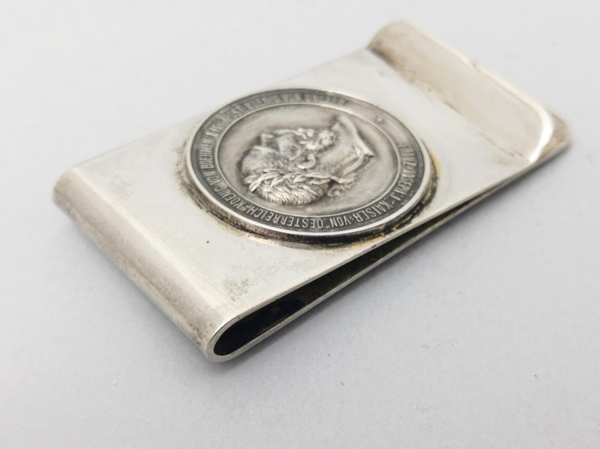 小物 vintage silver800 money clip Franz Joseph Silver 800 Money Clip Excellent Vintage Very