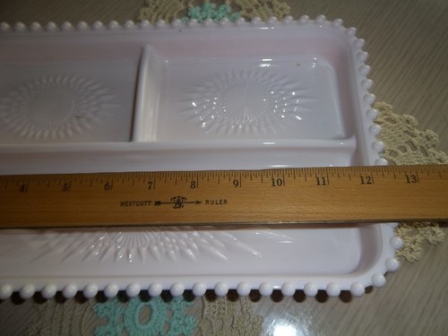 Jeanette Pink Milk Glass Divided Tray - Picture 2 of 4
