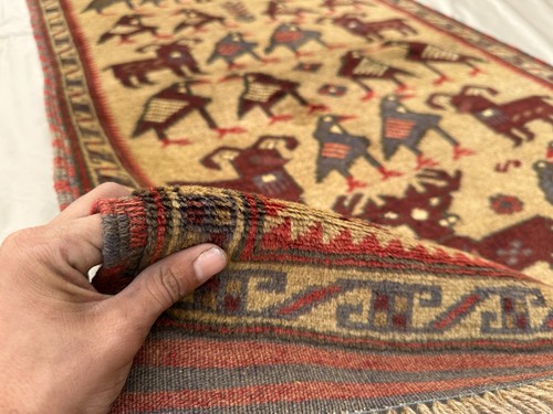 Hand-Knotted Afghan Pictorial Rug 3.1 x 5.0 Boho Home Decor Carpet - Picture 9 of 12