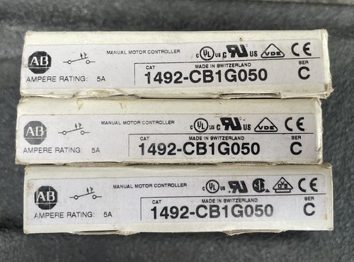 LOT OF 3-ALLEN-BRADLEY 1492 CB1 G050 5 AMP 1 POLE CIRCUIT  BREAKER-NEW OLD STOCK - Picture 1 of 6
