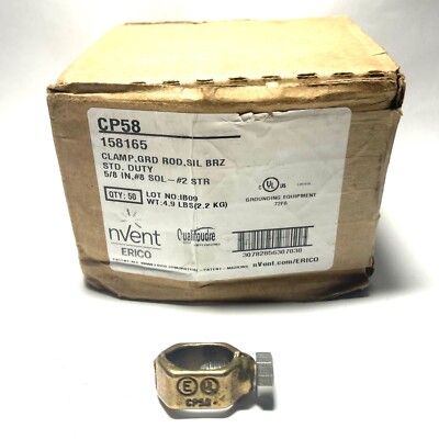 NVENT ERICO CP58, CLAMP, GRD ROD  FOR  5/8'' , #8 SOL, #2 STR BOX-QTY50