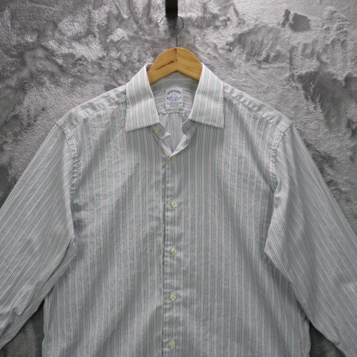Vintage Brooks Brothers Shirt Mens 15-33 White Blue Striped Makers And Merchants - Picture 4 of 17