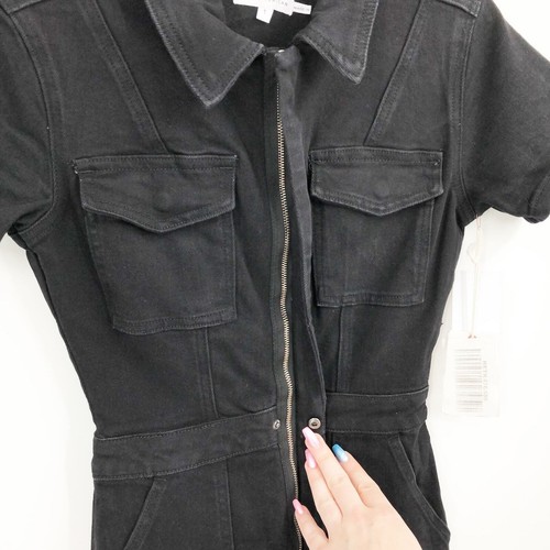 GOOD AMERICAN Fit For Success Jumpsuit 8 5XL Black Short Sleeve Denim NWT - Picture 7 of 17