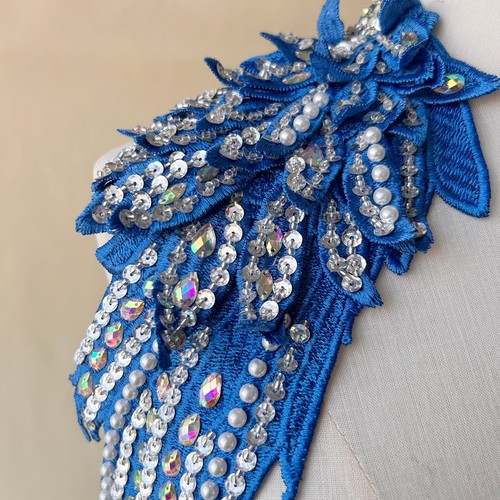 Spiegel Paar Flügel Applikation Perlen Perlen Schulter Patch verziert für Kostüm - Bild 2 von 14