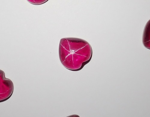 Transparent Star Ruby Heart 12x12 mm Cabochon 6 Rayed Lab-created 8 pieces Lot - Picture 8 of 12