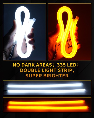 2Pcs 30cm 45cm 60cm White/Amber Daytime Running Light Sequential Turn Signal LED - Picture 4 of 9