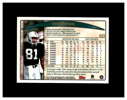 TIM BROWN HUGE YOU PICK LIST SEE SCANS OF EVERY CARD OAKLAND RAIDERS NOTRE DAME - Picture 234 of 474