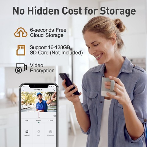XTU Doorbell Camera Wireless No Subscription 2K Video Doorbell with Chime 2-w... - Picture 2 of 8