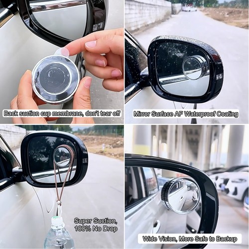2x For Volkswagen Parking Aid Mirror Suction Angle Adjustable Blind Spot,Black - Picture 4 of 11