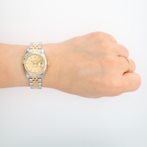 Rolex Ladies Datejust 26 w/ Paper Two-Tone Champagne Dial Fluted Jubilee 179173 - Picture 12 of 12