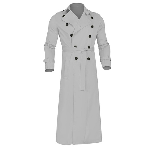 Autumn And Winter Men's Long Trench Coat Double Breasted Coats Belt Loose Jacket - Bild 18 von 54