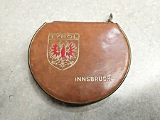 Vintage Zip Around Leather Vanity Powder Compact From Innsbruck, Tyrol