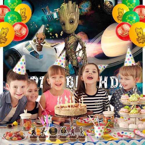 Groot Party Zubehör Geburtstag Deko Set Luftballons Tortenaufleger Banner - Bild 4 von 7